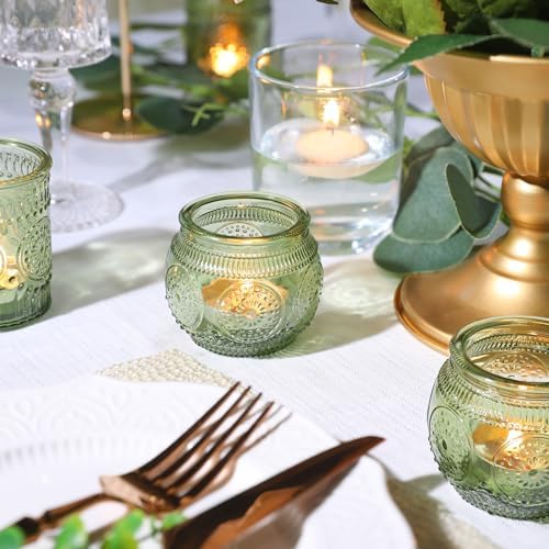 30pcs Assorted Green Votive Candle Holders Bulk, Fall Baby Wedding Shower Decorations,Tealight Candle Holder for Table Centerpieces Decorations, Boho Tea Party Decor, Bridal Shower Gifts for Guests - Image 4