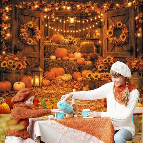 12x8ft Fall Backdrops for Photography Rustic Harvest Thanksgiving Backdrop - Image 3