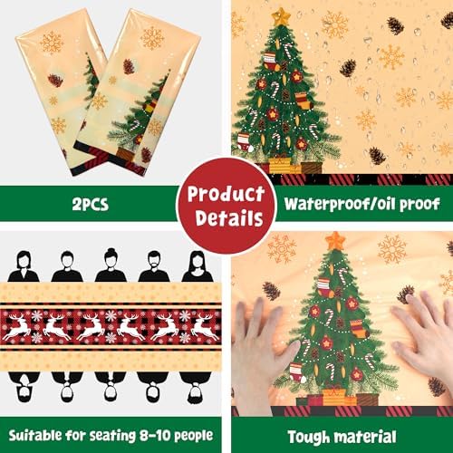 OHOME Christmas Party Decorations - Christmas Tablecloth | Xmas Decorations Party Favors Supplies for Door Table Decor Backdrop Banner Indoor Outdoor,2 Pack - Image 4