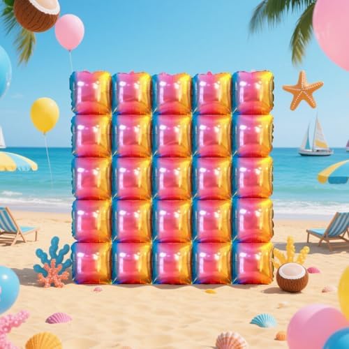 NISOCY 25PCS Gradient Colorful Square Foil Balloons Wall Backdrop - Image 6