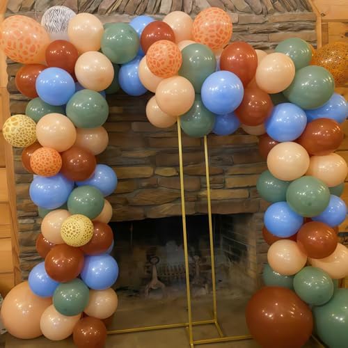 Sage Green Brown Balloon Arch Garland Kit, Olive Green Cream Nude Safari Balloons Brown Coffee Beige Light Blue Giraffe Print Balloons for Jungle Hunting Woodland Birthday Baby Shower Wild Decorations - Image 5
