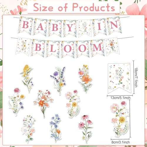 Rngmsi Baby in Bloom Baby Shower Decorations, Floral Banners Hanging Swirls Wildflowers Theme Baby Shower Decor for Girls - Image 2