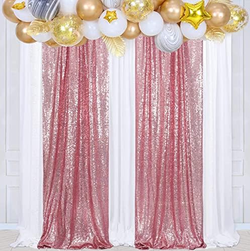 Poise3EHome Fuchsia Pink Sequin Backdrop Curtains, 2 Panels 2FTx8FT Glitter Background for Party Birthday Party Baby Shower Wedding Christmas Thanksgiving Holiday Festival Decor - Image 5