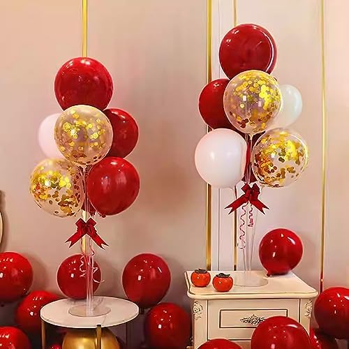 Voircoloria Balloon Stand Kit for Table Party Decor, 6 Sets, Red and White - Image 5