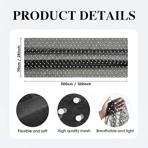 Artoid Mode Black Gauze Flocking White Dots Table Runner 10FT, Halloween Sheer Dining Table Decor for Wedding Anniversary Holiday Birthday Home Party - Image 5