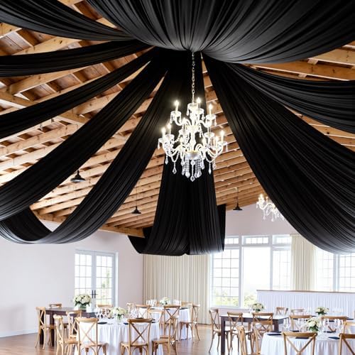 6 Panels 5ft(W) x 20ft(L) Black Ceiling Drapes for Halloween Parties by PartyVillage