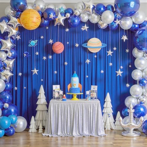10ft x 8ft Wrinkle Free Royal Blue Backdrop Curtains for Parties, Polyester Photography Backdrop Drapes Back Drop Cloth for Baby Shower Photoshoot Engagement Wedding Birthday Photography Background - Image 3