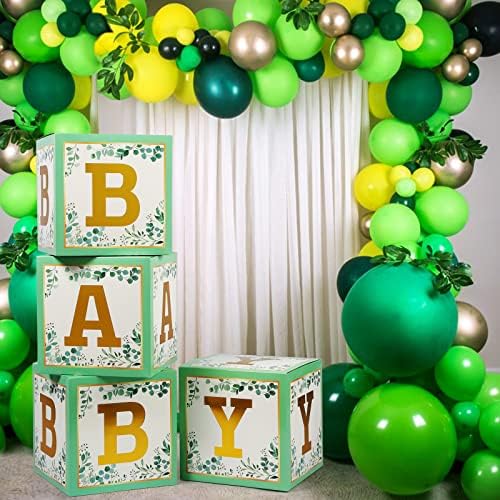 Voircoloria Baby Boxes with Letters, Sage Green,4 Transparent Balloon Boxes - Image 4