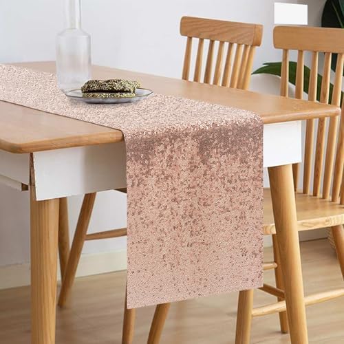 10 Packs 12 x 72 inches Rose Gold Sequin Table Runner - Image 2