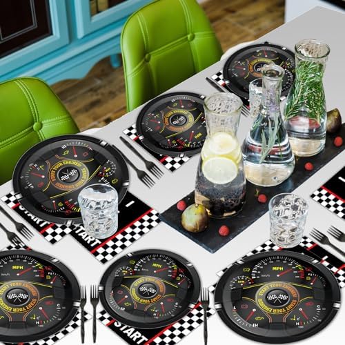 96Pcs Race Car Party Plates and Napkins for Baby Shower Birthday Decorations Supplies Racing Themed Paper Dessert Plates Start Your Engines Tableware Set for Kids Boys 24 Guests Party Decorations - Image 6