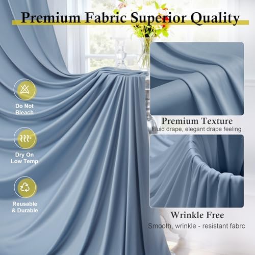 20ft x 12ft Dusty Blue Backdrop Curtains for Parties, Wrinkle Free 4 Panels Photo Backdrop Drapes Back Drop Cloth for Wedding Birthday Photography Background Decor - Image 2