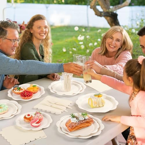 96 Pcs Ivory Paper Plates and Napkins Set Party Supplies Serve for 24 Guest - Image 5