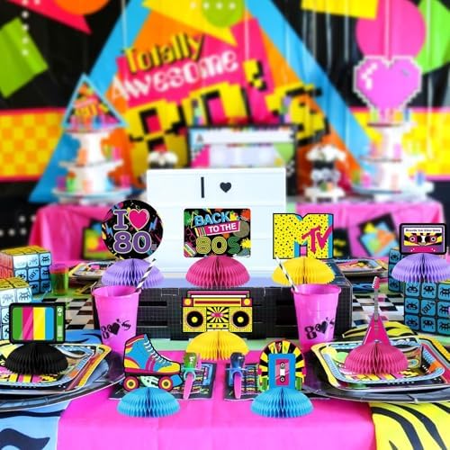 Distaratie 80s Party Decorations Back To The 80s Honeycomb Centerpieces - Image 6