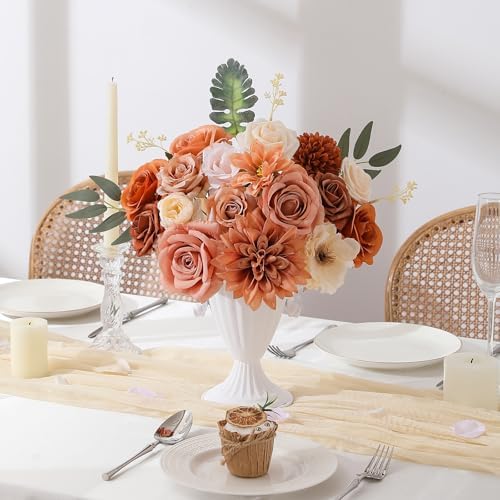 Floweroyal Artificial Flowers Fake Rose Flowers Dahlia with Stems for DIY Wedding Bridal Bouquets, Baby Shower, Floral Arrangement, Table Centerpieces, Home Decorations - Image 5