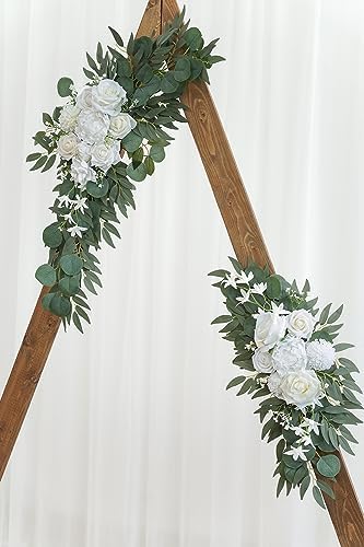 Olalaka Artificial White Wedding Arch Flowers Set of 2 - Image 6