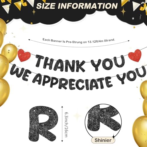 Fulmoon Pre Strung Thank You We Appreciate You Banner, Black - Image 2