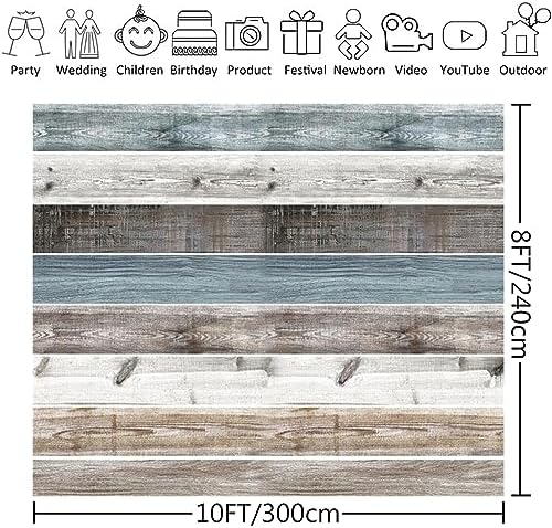 10x8ft Rustic Wood Backdrop Wooden Wall Blue - Image 2