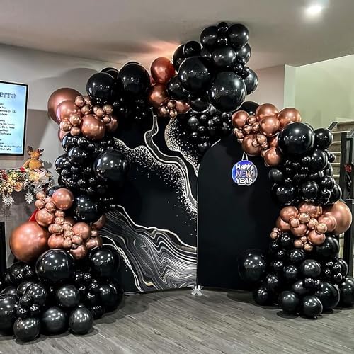 Rose Gold and Black Balloon Arch Kit, ADOINBY 140Pcs Metallic Rose Gold Black Balloon 18 12 10 5 Inch Different Size Balloons for Birthday Party Bridal Shower Wedding Engagement Anniversary Decoration - Image 7