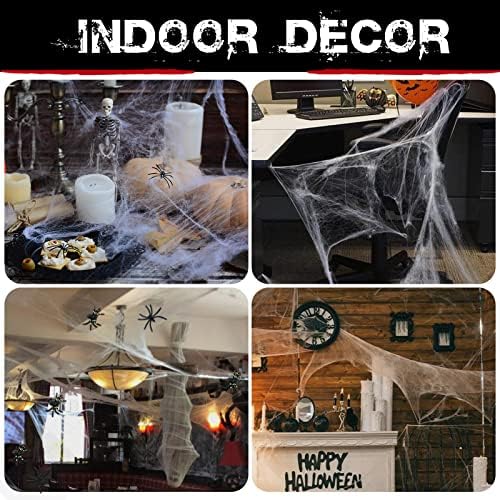 200 sqft Halloween Spider Webs Decorations with 10 Extra Fake Spiders, Super Stretchy Cobwebs for Halloween Decor Indoor and Outdoor - Image 6