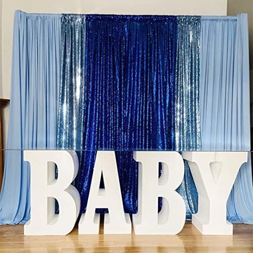 Baby Blue Sequin Backdrop 2 Panels 2FTx8FT Glitter Party Backdrop Curtains - Image 4