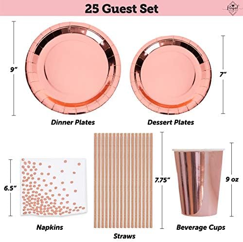 225 PC Rose Gold Birthday Party Decorations Kit for Girls, Teens, Women - Happy Birthday Banner, Curtains, Table Runner, Balloons, Sash, Tiara, Cake Topper, Plates, Cups, Napkins, Straws for 25 Guests - Image 3