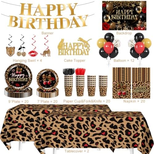 Xynic 145pcs Cheetah Print Birthday Decorations, Serves 20 People - Image 2