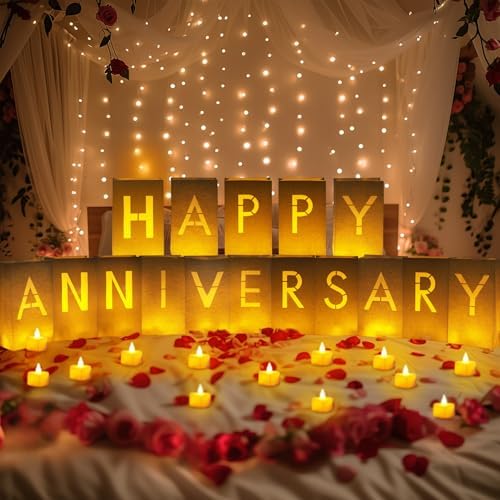 Homemory Anniversary Light Up Luminary Bags Letters with 24 Tea Lights - Image 2