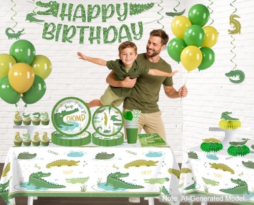 167pcs Alligator Birthday Decorations Tableware Set, for 20 Guests - Image 3