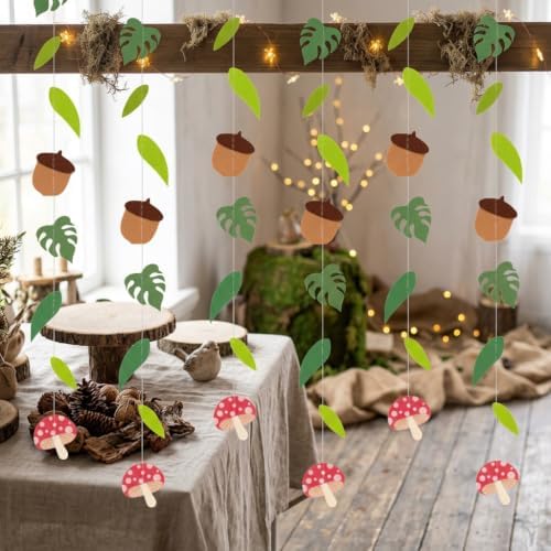 Mushroom Garland Spring Flower Party Banner Paper Wildflower Party Decor by LaVenty