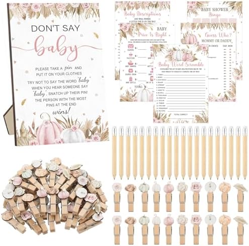 Patelai 321 Pcs Baby Shower Games Supplies, Boho Pumpkin by Patelai