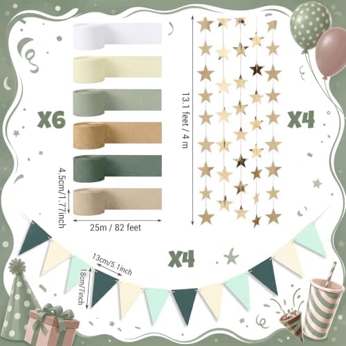 Frienda 14 Pcs Green Gold Party Decorations Set for Fancy Birthday Party - Image 2