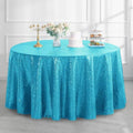 120" Round Turquoise Sequin Tablecloth for Baby Shower Party Decorations by Pufogu