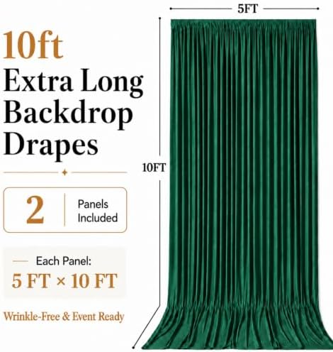 10x10 FT Green Backdrop Curtains for Weddings, Parties and Photo Booths - Image 5