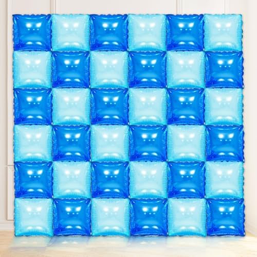 36 Pcs Navy Blue Double Sided Square Foil Balloon Wall Backdrop Metallic Winter Wonderland Balloons Backdrop Tunnel Arch Kit Mylar Square Balloons for Winter Birthday Party Decorations by YiYou