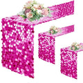 Pufogu 12 "x 108" Fuchsia Premium Big Payette Sequin Overlay Linens mesh Table Runner, Rectangle Glitter Table Runner for Wedding Party, Birthday Party, Banquet Decor (3 Pack). by Pufogu