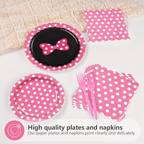 96Pcs Pink Mouse Party Supplies for Kids Sweet Girls Birthday, Serves 24 - Image 3