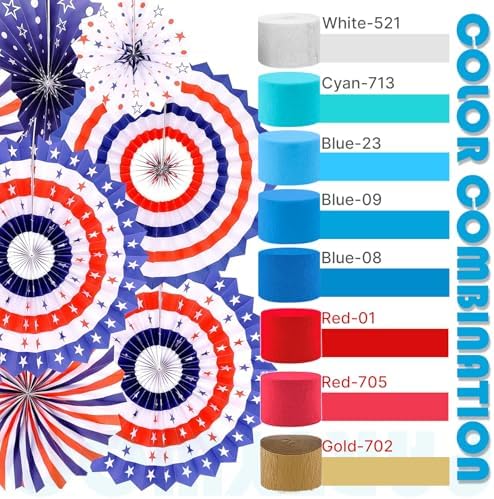 PartyWoo Red and Blue Crepe Paper 4pcs 328 FT Red Blue Streamers - Image 3