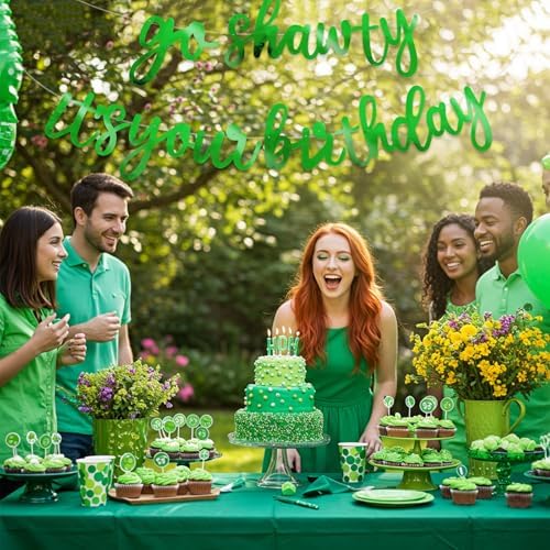 BEISHIDA Bright Green Pre-Strung Go Shawty It's Your Birthday Banner Decor - Image 4