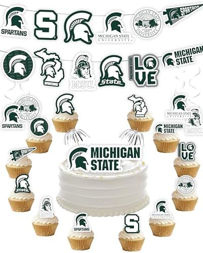 Michigan State Party Decorations, MSU Decor, Spartans Graduation 42 Pc by PartyKandyDecorGifts