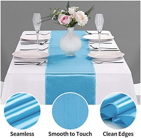 5-Pack Satin Table Runner Blue 12 x 108 inches Long, Table Runners for Wedding, Birthday Parties, Banquets Decorations（5 Pack, 12x108 Inch, Blue） - Image 3