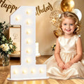 Pooqla 1st Birthday Decorations, 17.3 in White Wooden Light Up Numbers 1 by Pooqla