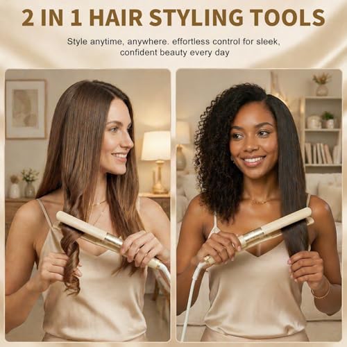 Flat Iron Hair Straightener Women, 20s Heat Up, 4 Temp Settings LED Display - Image 2