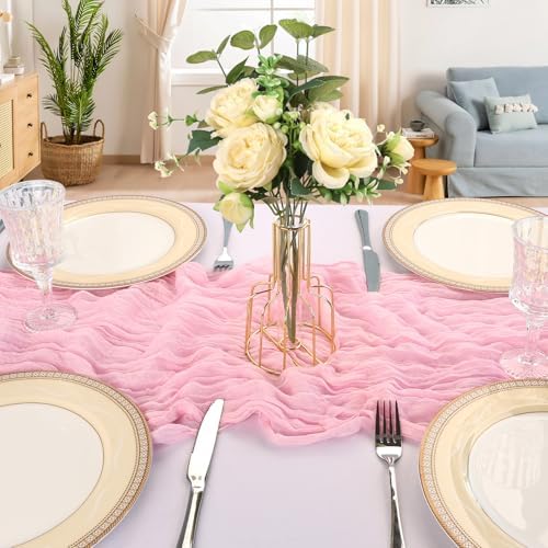 12 Pack 10Ft Pink Cheesecloth Table Runner 23 x 120 Inch - Image 4