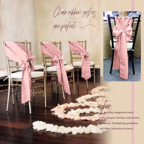 fani 120 PCS Satin Chair Sashes, 7x78 Inch, Rose Gold - Image 7
