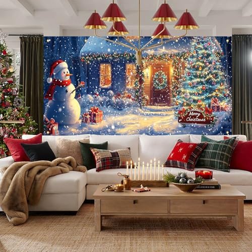 HOMETITUTE Snowy Winter Scene Door Cover 13x6ft Polyester - Image 2