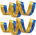Breling 4 Pcs Blue Gold Ceiling Fringe Curtains, Foil Drapes, 15 ft by Breling