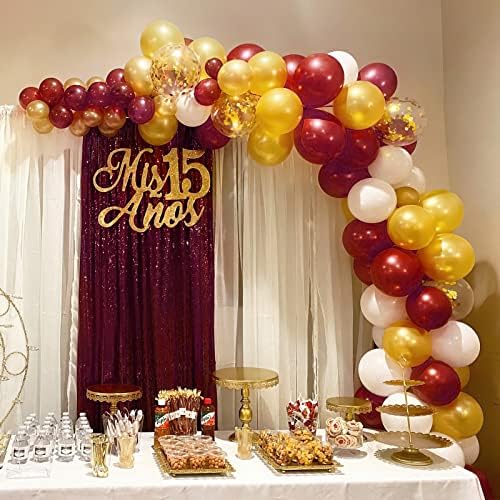 Burgundy Sequin Backdrop Curtains,2 Panels 2FTx8FT Burgundy Curtain Backdrop Glitter Party Decorations Background Drapes for Wedding Birthday Anniversary Graduation Photo Booth Decor - Image 5