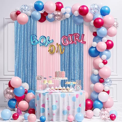 Birthday Backdrop Curtain Baby Blue Shimmer Sequin Backdrop Drapes 6x8FT - Image 6