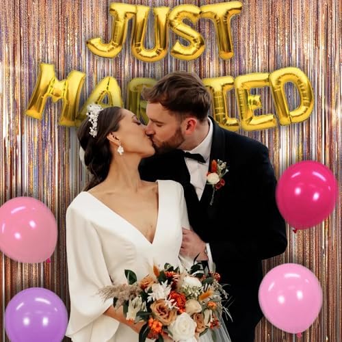 3 Pack 3.28ft x 6.56ft Glitter Rose Gold Tinsel Foil Fringe Curtains, Photo Booth Backdrop Party Decorations for Birthday Wedding Baby Shower Galentines Bachelorette New Years - Image 4