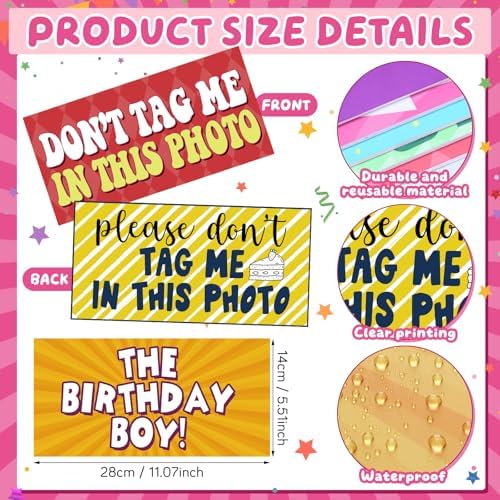 Beeveer 24 Designs Funny Birthday Photo Booth Props Double Sided Signs - Image 3